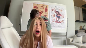 Cute asian girl touches a cock for the first time and i fuck her hard