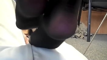 Nylon footjob under table Nylon footjob under table