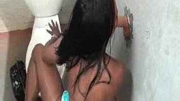 Sucking glory hole white pole