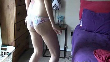 Naughty amateur teen strips and dances on cam