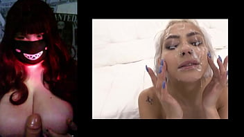 Hotwife with big tits react a gang bang video #1