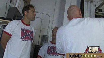 Huge cocks cover their black face in cum 5