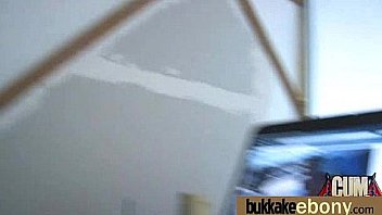 Ebony in a huge bukkake 22
