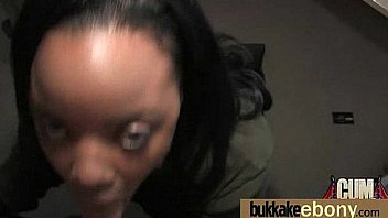 Ebony in a huge bukkake 22