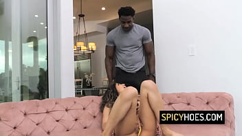 Sexy latina gets her shaved pussy destroyed