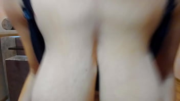 Hot brunette wears bra plays her tits and walks naked