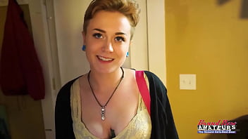 Blonde cutie micah rubs her tits as she sucks a cock and swallows warm cum