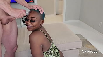 I cum on hot ebony woman's face