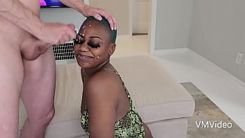 I cum on hot ebony woman's face