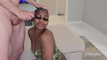 I cum on hot ebony woman's face