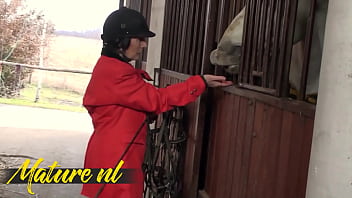 Hairy tamer double penetrated in stable for her first time