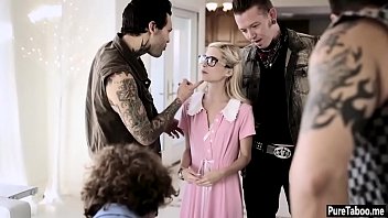 Petite teen trades virginity to save her nerdy boyfriend