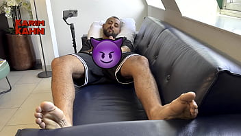 Toes curl on my big feet when i shoot my alpha semen around trailer