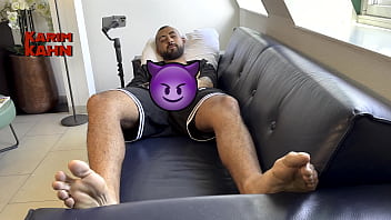 Toes curl on my big feet when i shoot my alpha semen around trailer