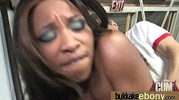 Hot ebony bukkake gangbang 16