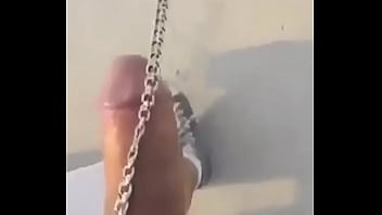 Hot babe pulls guys chained cock