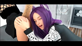 Ayudando a chica neko caliente