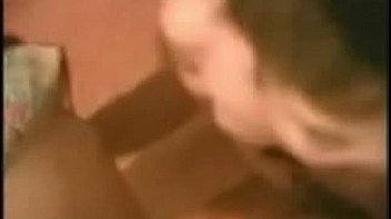 Sexy brunette strips before blowjob