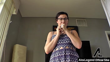 Brunette sovereign syre in glasses was facialized by alex legend