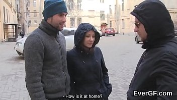 Frisky girl screws for hard cash in front of her own boyfriend