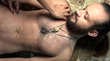 Scratching all his chest n' belly like a wildcat with my sexy long n' natural nails until leave red