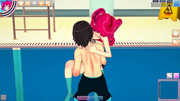 Hentai kasane teto in swimsuit enjoys the pool with guy