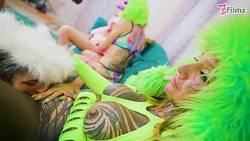 Tattooed sluts wild lesbian orgy dildos costumes orgasm