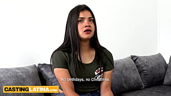 Sexy latin babe swallowed huge dick before hardcore sex