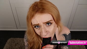 British redhead azura alii give messy gagging dildo blowjob