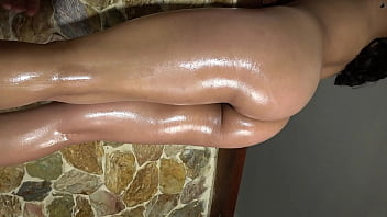 Great view of oiled the beautiful butt and legs of xattlalust red and dark blue panties