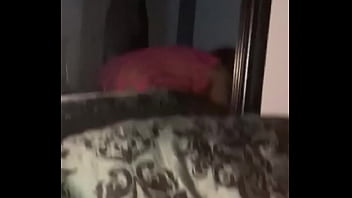 Chocolate girl from behind in pink