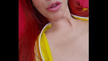 Milf wears transparent latex catsuit at pool