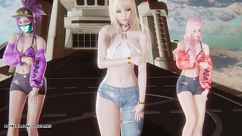 Mmd unis curious ahri akali seraphine