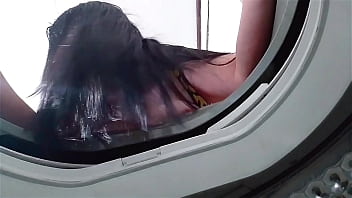 Stepmother trapped in the washing machine gets fucked hard