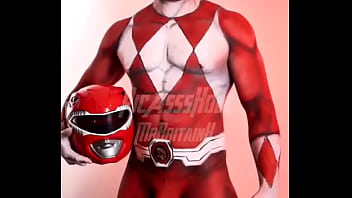 That time picassshole painted me as the red ranger this is should do another bodypainting if so what character