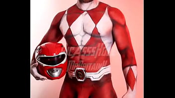 That time picassshole painted me as the red ranger this is should do another bodypainting if so what character