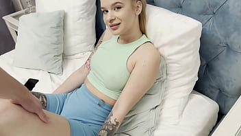 My hot blonde roommate greedily sucks my cock