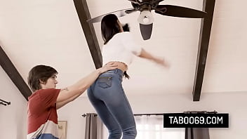 Busty milf stepmother takes her stepson's cock from behind