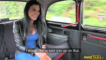 Faketaxi the infamous sexy busty brunette in the blue dress horny for sex outdoors with a strangers hard dick starring jasmine jae