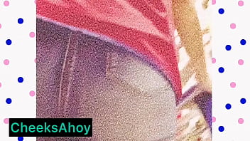 Hidden cam following fat ass