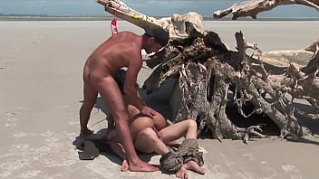 Threesome on beach with black mom