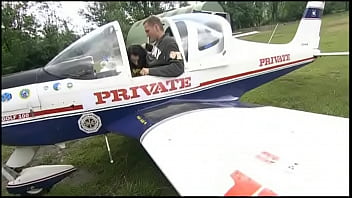 Lucy belle and lady mai have anal ffm threeway on the wing of a plane