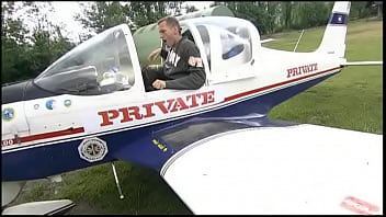 Lucy belle and lady mai have anal ffm threeway on the wing of a plane