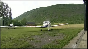 Lucy belle and lady mai have anal ffm threeway on the wing of a plane