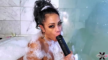 Maxine x shaves herself & plays with her bbc dildo in the shower