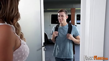 Filthy family threesome with stepmom and teen stepsister