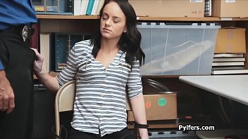 Hot teen pilfer caught and fucked by guard