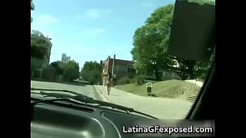 Busty latin babe enjoying the park