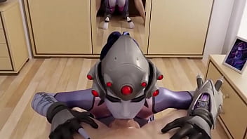Widowmaker gives a pov blowjob and lets her man shoot a massive load down her throat