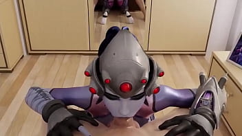 Widowmaker gives a pov blowjob and lets her man shoot a massive load down her throat